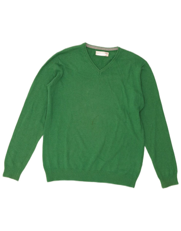 Zara Boys V-Neck Jumper Sweater 11-12 Years Green Cotton