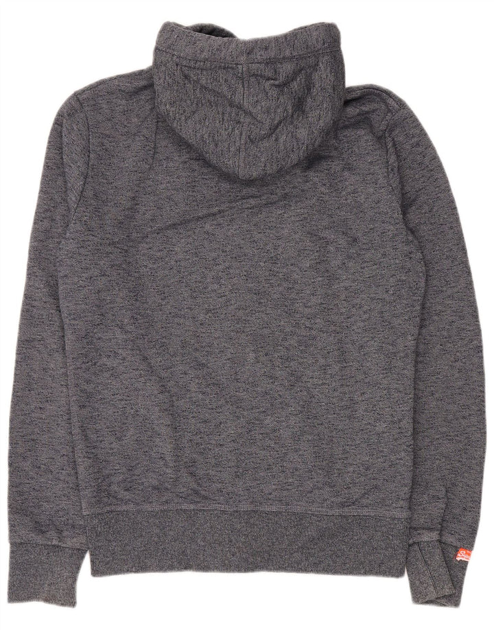 SUPERDRY Mens Zip Hoodie Sweater Medium Navy Blue Flecked Cotton