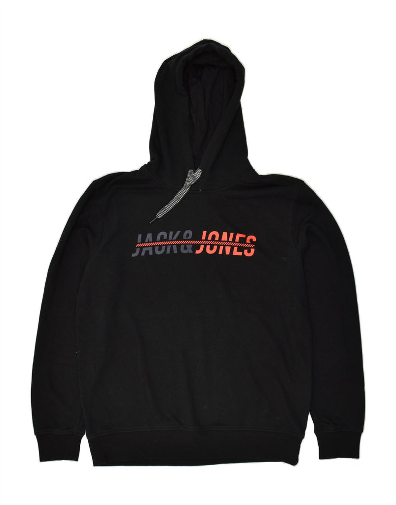 JACK & JONES Mens Graphic Hoodie Jumper XL Black Polyester | Vintage Jack & Jones | Thrift | Second-Hand Jack & Jones | Used Clothing | Messina Hembry 