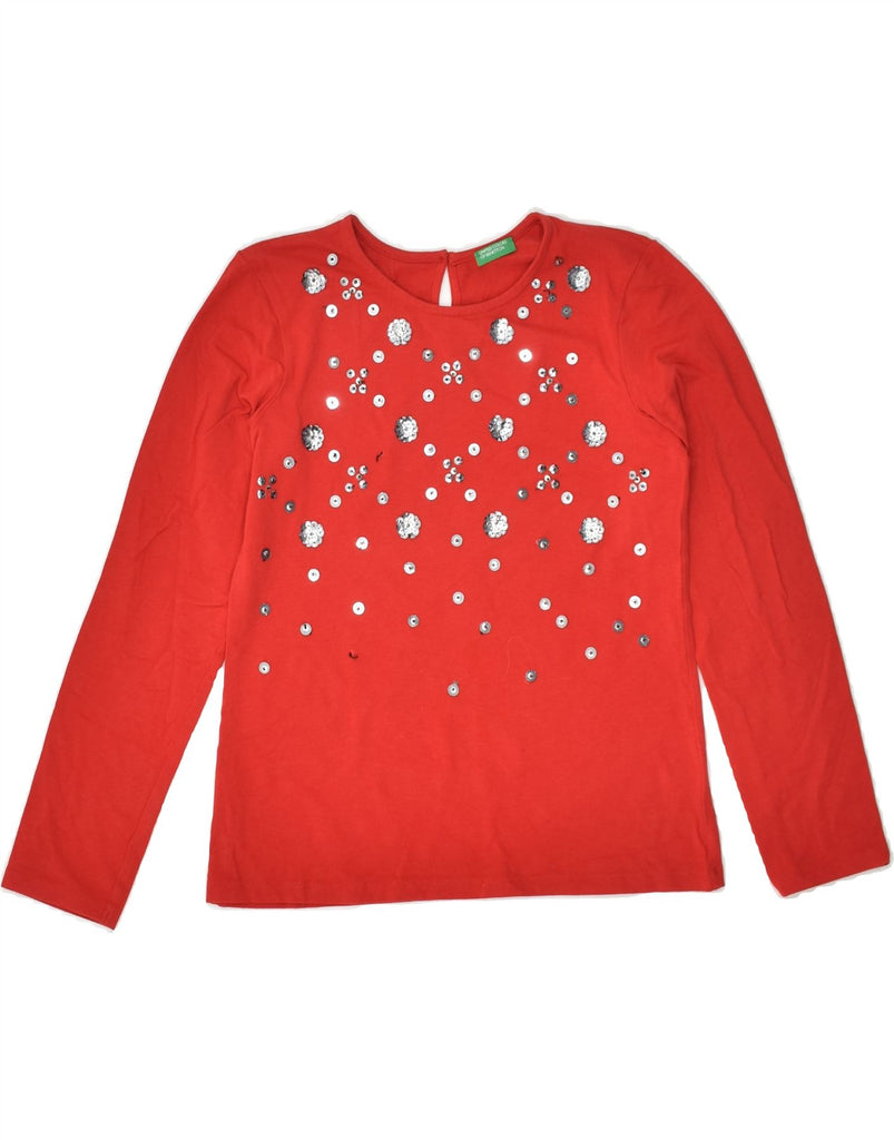 BENETTON Girls Top Long Sleeve 10-11 Years XL  Red Spotted Cotton | Vintage Benetton | Thrift | Second-Hand Benetton | Used Clothing | Messina Hembry 