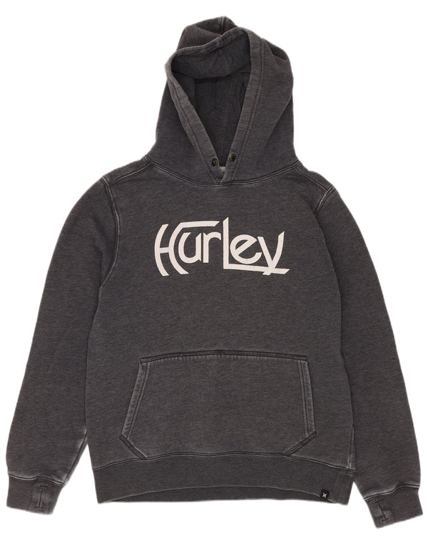 Hurley Boys Graphic Hoodie Jumper 11-12 Years Grey Cotton