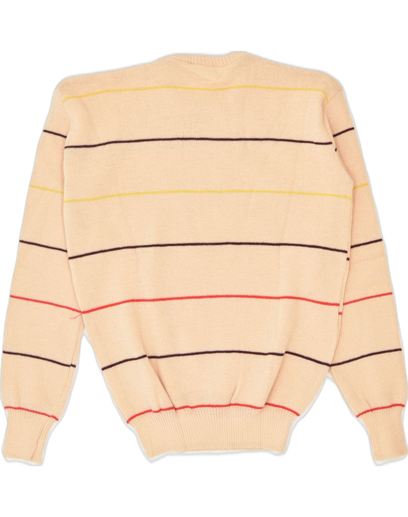 VINTAGE Womens Crew Neck Jumper Sweater UK 16 Large Beige Striped | Vintage Vintage | Thrift | Second-Hand Vintage | Used Clothing | Messina Hembry 