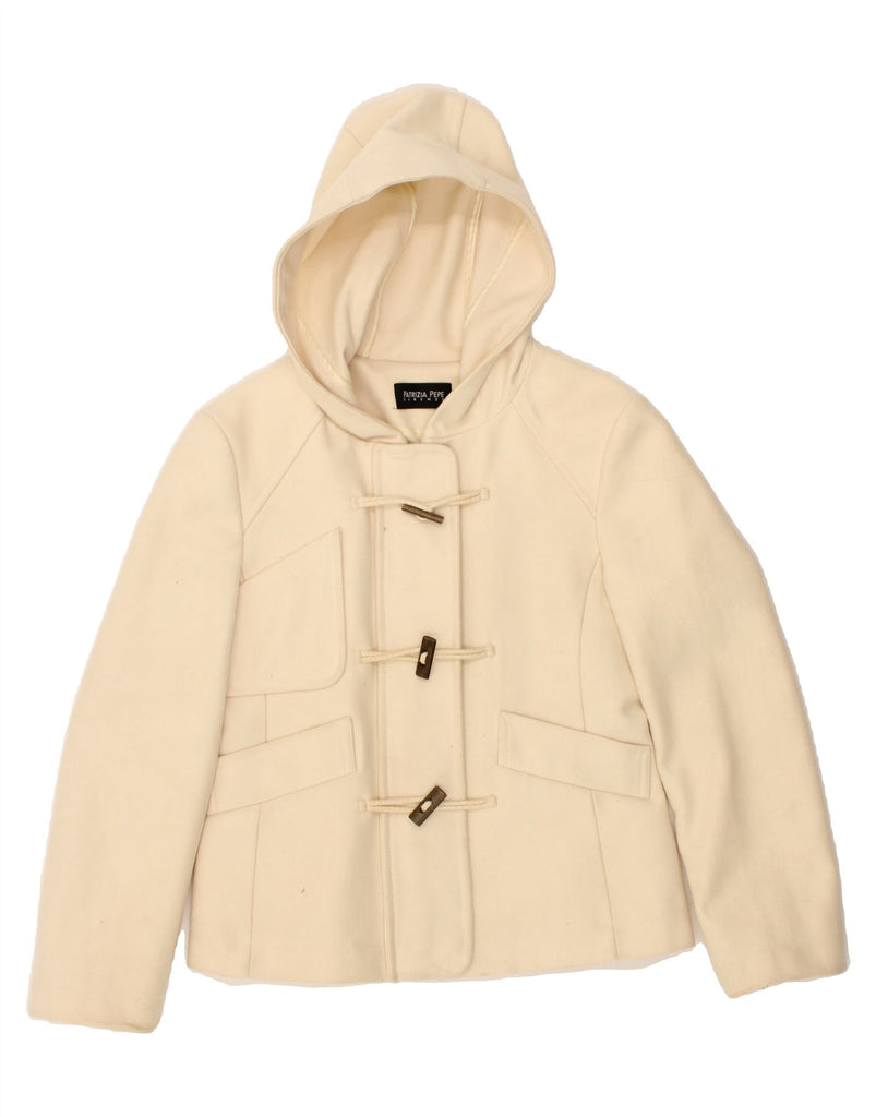 PATRIZIA PEPE Womens Hooded Duffle Jacket UK 12 Medium Off White Vintage Patrizia Pepe and Second-Hand Patrizia Pepe from Messina Hembry 