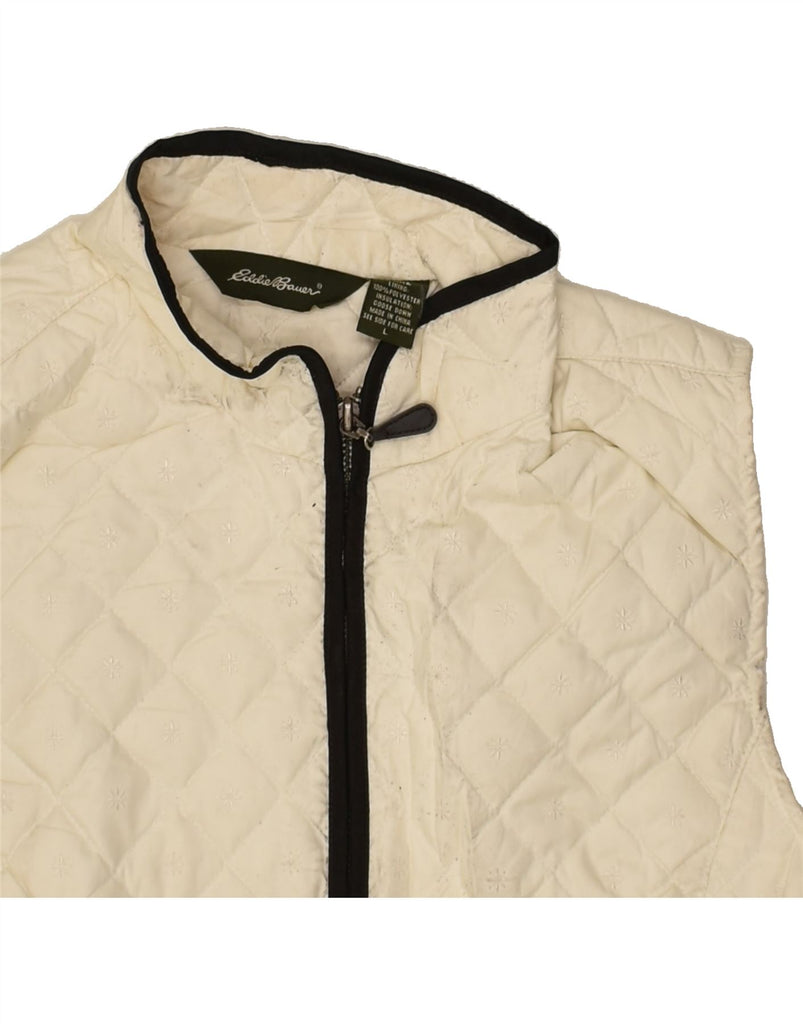 EDDIE BAUER Womens Quilted Gilet UK 16 Large Beige Polyester | Vintage Eddie Bauer | Thrift | Second-Hand Eddie Bauer | Used Clothing | Messina Hembry 