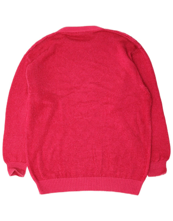 Vintage Mens Crew Neck Jumper Sweater Large Pink Cotton