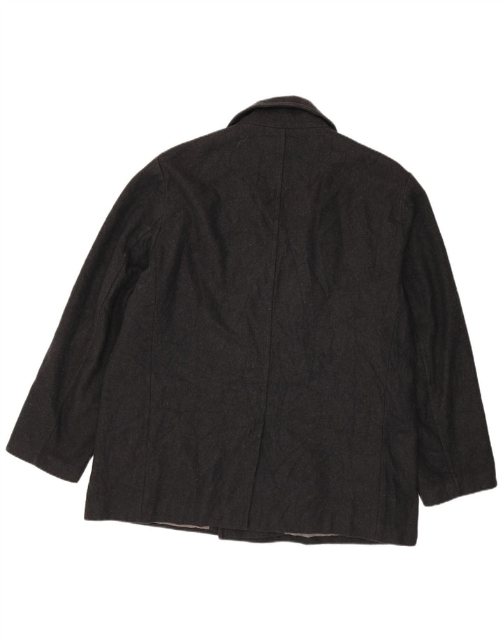 Calvin Klein Mens Pea Coat UK 42 XL Black Wool
