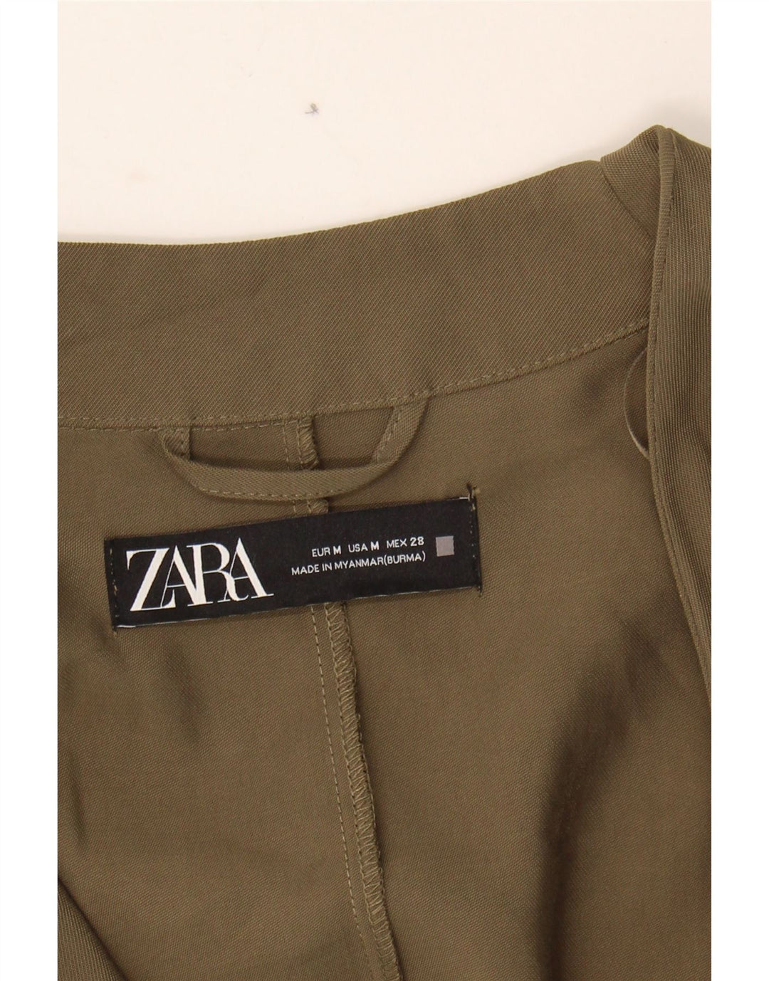 ZARA Womens 3/4 Sleeve Overcoat UK 14 Medium Khaki Viscose Vintage Zara and Second-Hand Zara from Messina Hembry 