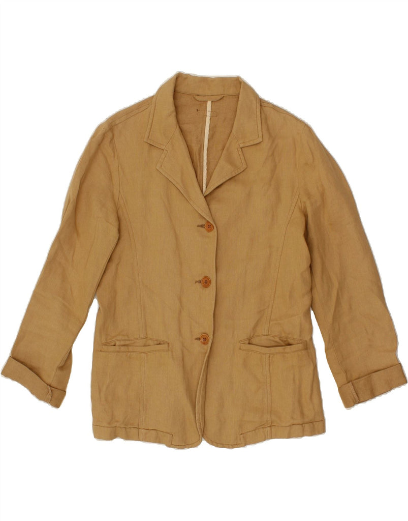 MARLBORO CLASSICS Womens 3 Button Blazer Jacket UK 12 Medium Beige Cotton Vintage Marlboro Classics and Second-Hand Marlboro Classics from Messina Hembry 