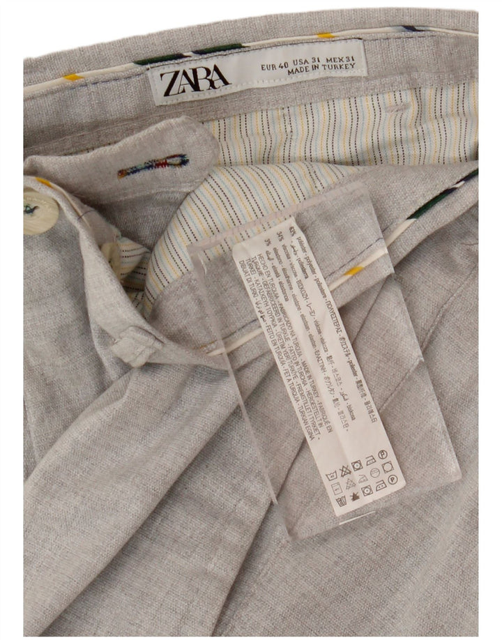 Zara Mens Slim Fit Chino Trousers EU 40 Medium W31 L29 Grey Polyester