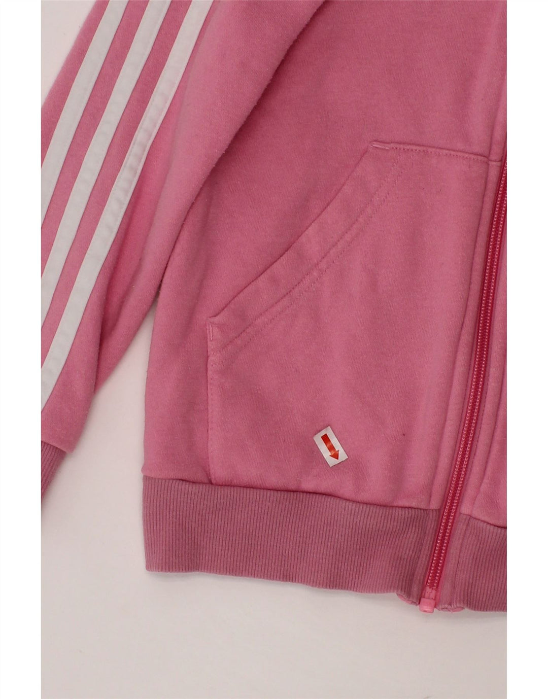 ADIDAS Girls Zip Hoodie Sweater 7-8 Years Pink Cotton
