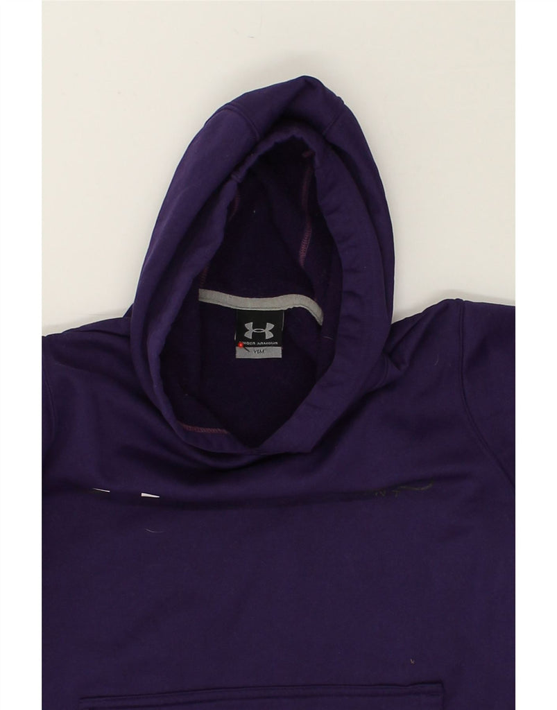 UNDER ARMOUR Boys Graphic Hoodie Jumper 9-10 Years Small Purple Polyester | Vintage Under Armour | Thrift | Second-Hand Under Armour | Used Clothing | Messina Hembry 