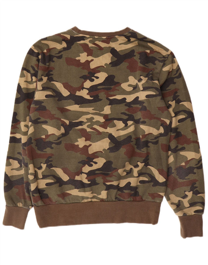 Ellesse Mens Graphic Sweatshirt Jumper Large Khaki Camouflage Cotton