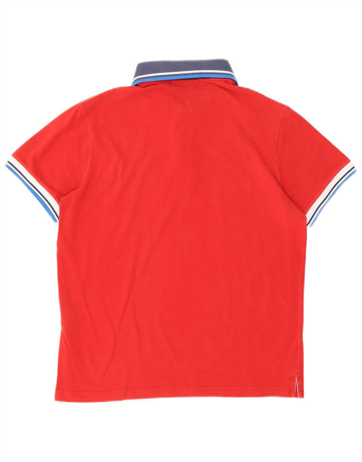 FRED PERRY Mens Polo Shirt Small Red Colourblock Cotton