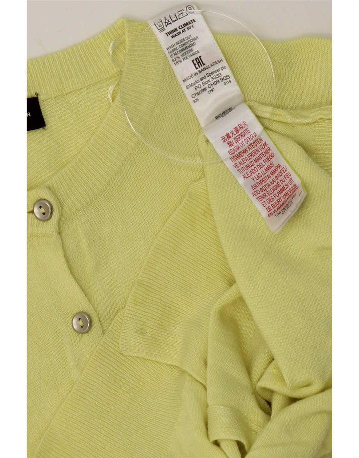 Marks & Spencer Womens Cardigan Sweater UK 12 Medium Yellow Viscose