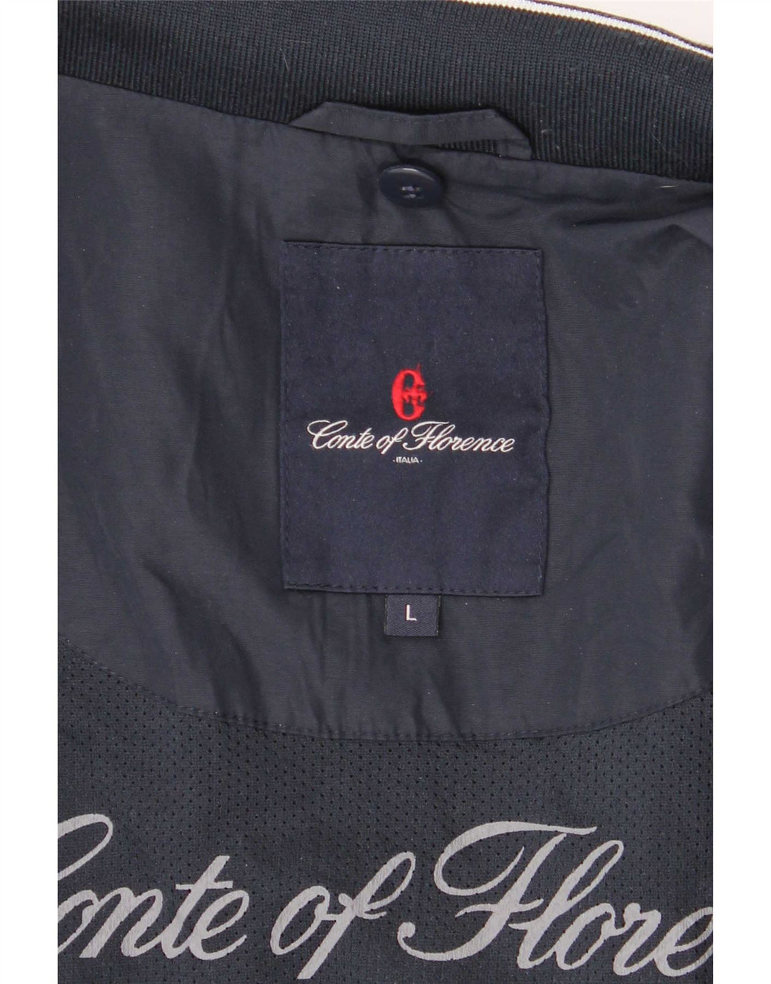 Conte of Florence Mens Tracksuit Top Jacket Large Navy Blue Polyester