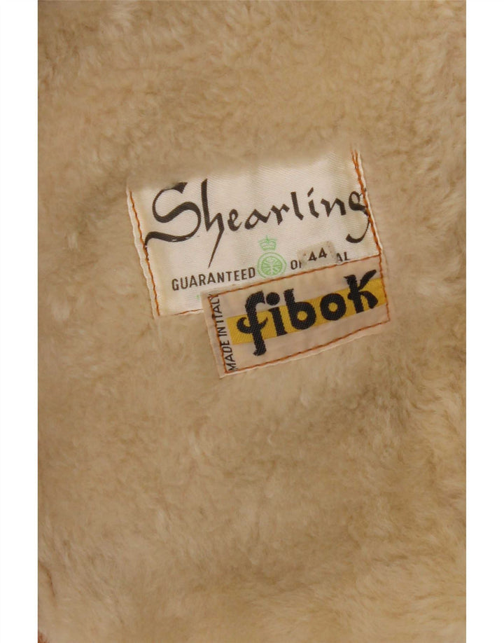 Fibok Womens Shearling Jacket IT 44 Medium Brown