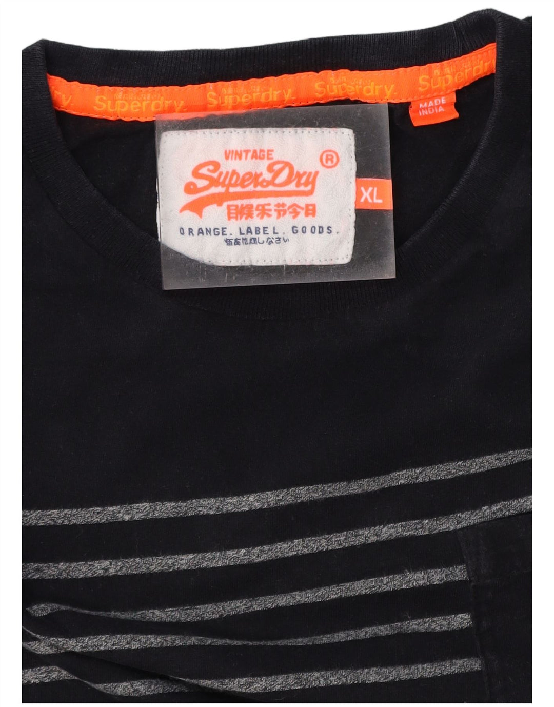 SUPERDRY Mens T-Shirt Top XL Navy Blue Striped