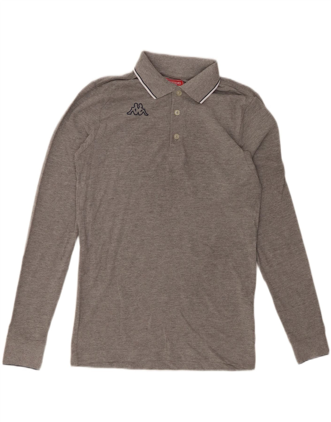 KAPPA Mens Long Sleeve Polo Shirt Small Grey Flecked Cotton