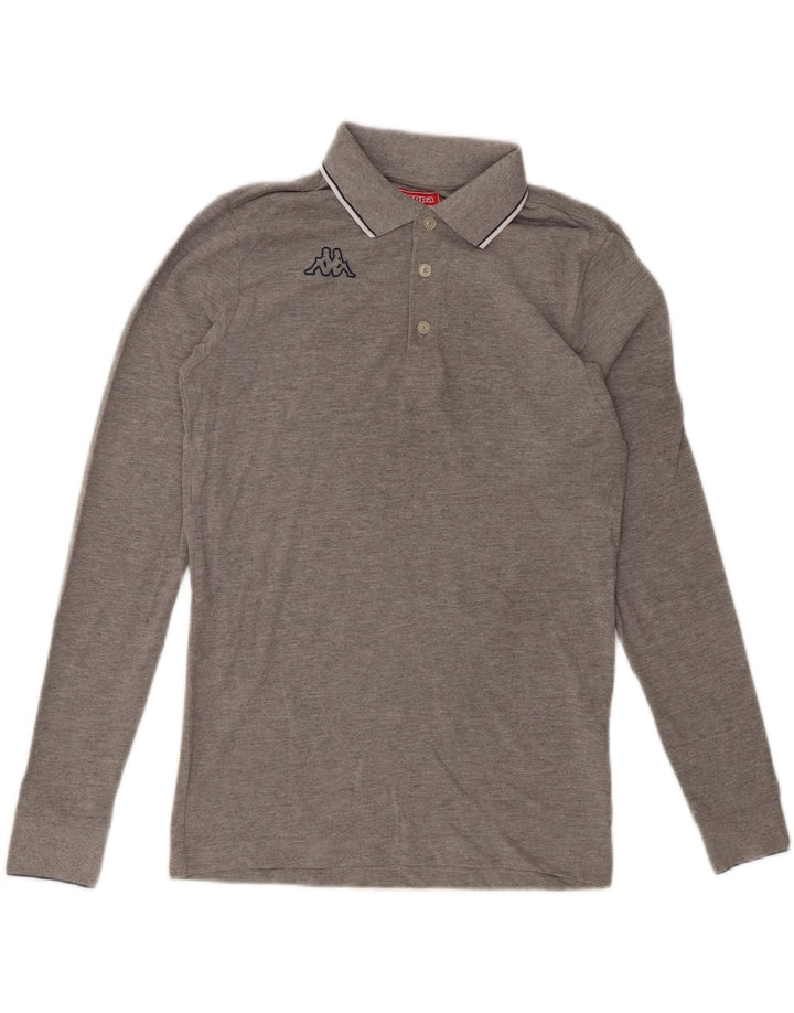 KAPPA Mens Long Sleeve Polo Shirt Small Grey Flecked Cotton