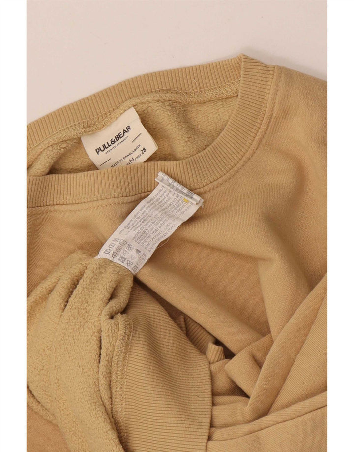 Pull & Bear Womens Oversized Sweatshirt Jumper UK 14 Medium Beige Cotton