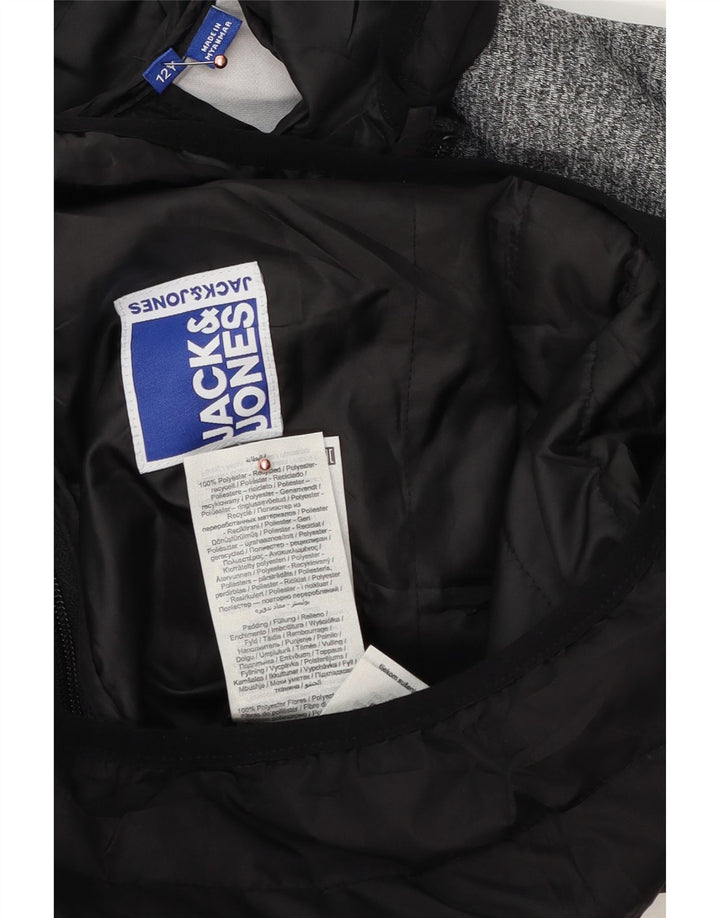 Jack & Jones Boys Hooded Padded Jacket 11-12 Years Black Colourblock