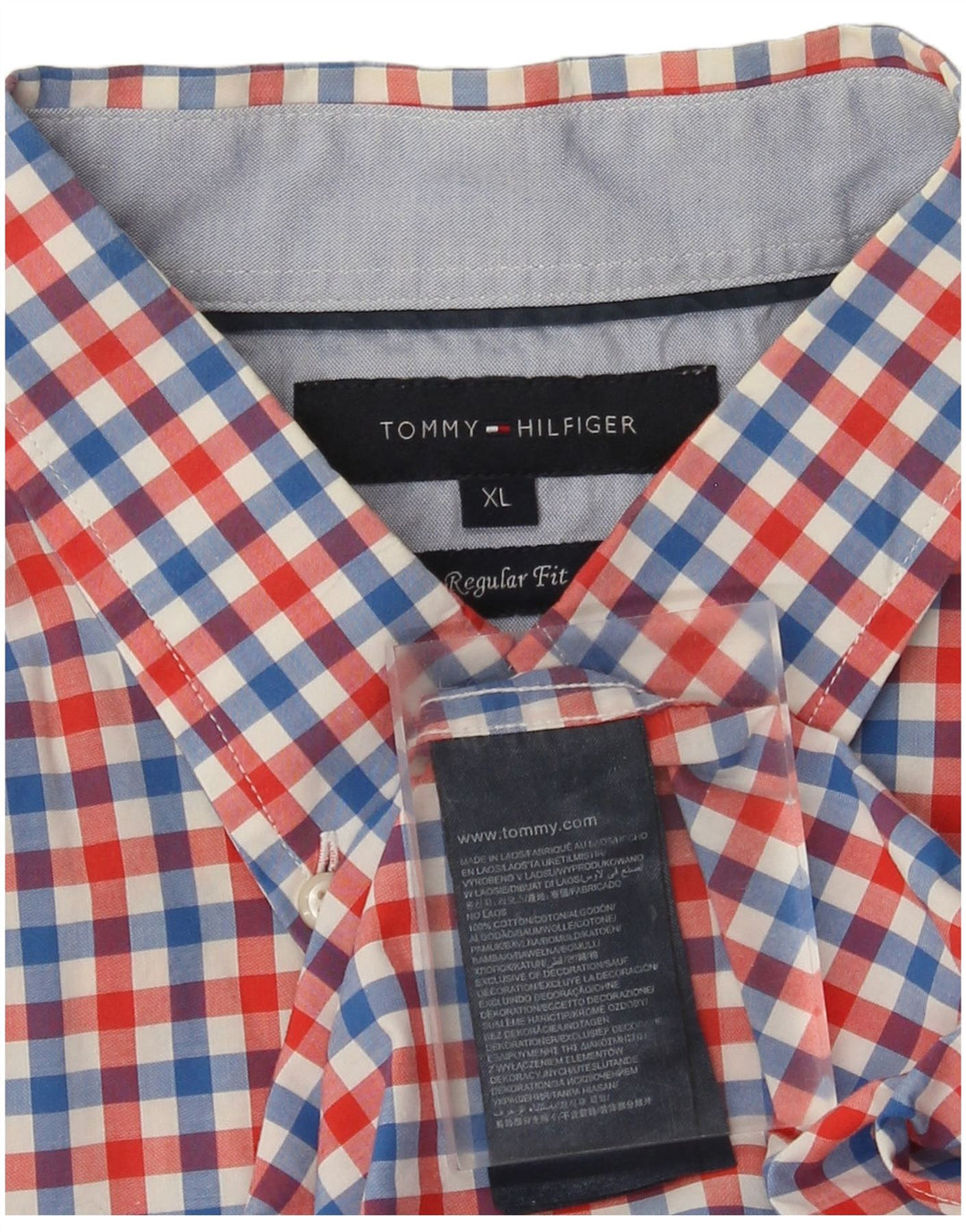 Tommy Hilfiger Mens Short Sleeve Shirt XL Multicoloured Check Cotton