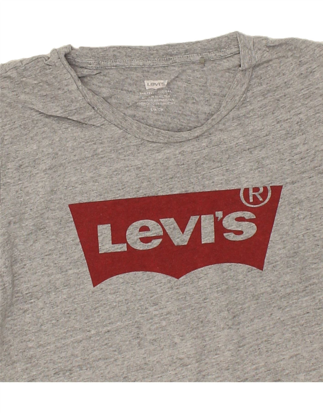 LEVI'S Womens Graphic T-Shirt Top UK 10 Small Grey Pinstripe Vintage Levi's and Second-Hand Levi's from Messina Hembry 