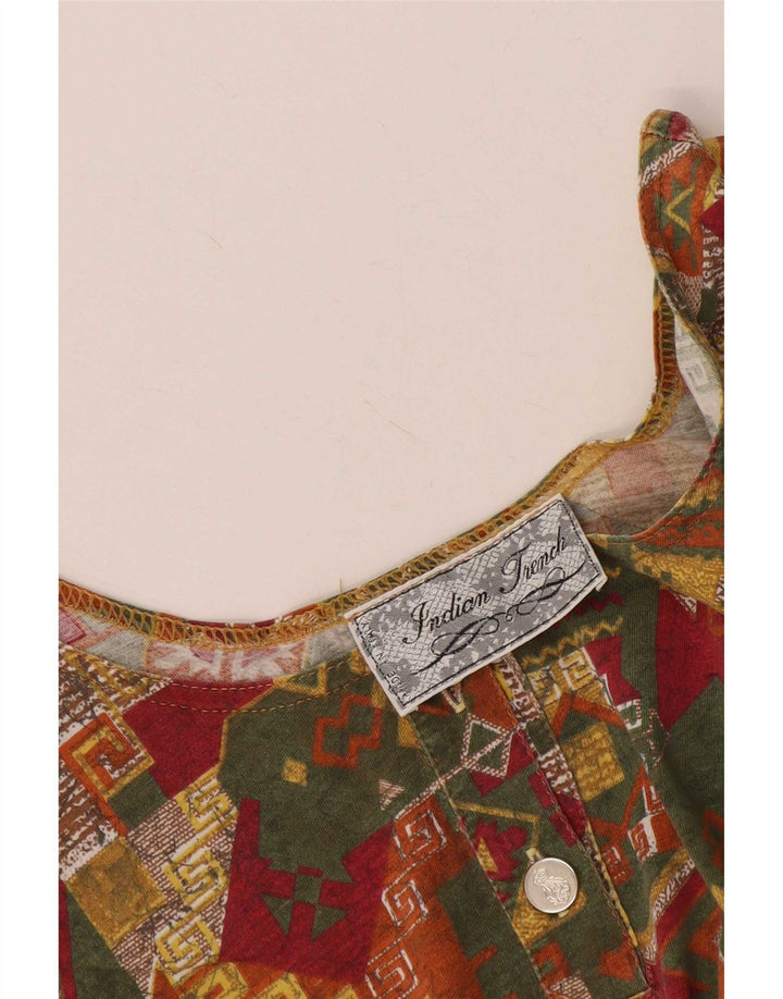 Vintage Womens Crop Vest Top UK 10 Small Multicoloured Geometric