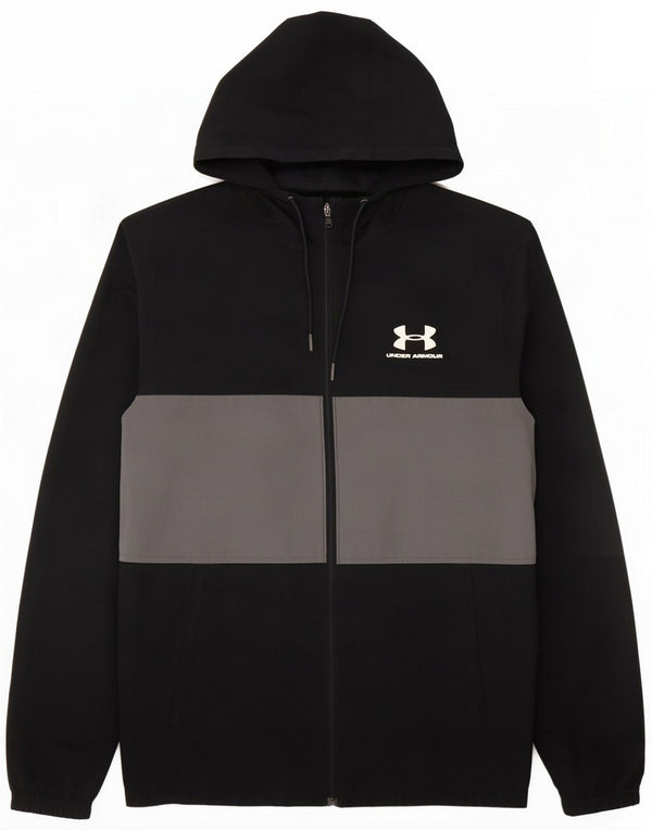 Under Armour Mens Hooded Tracksuit Top Jacket Small Black Colourblock