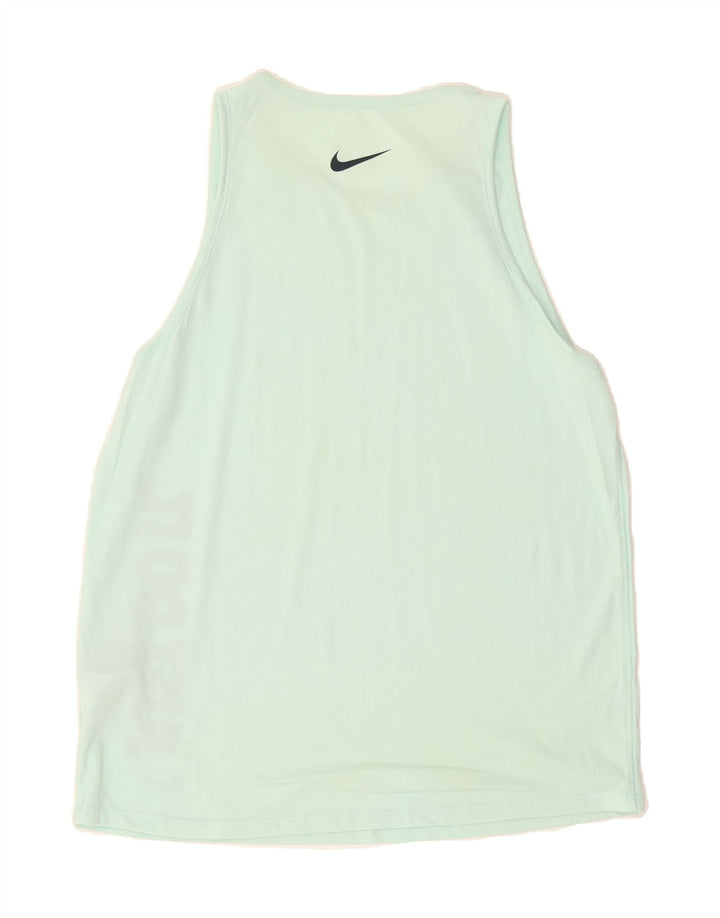 NIKE Womens Dri Fit Graphic Vest Top UK 14 Medium Green Cotton Vintage Nike and Second-Hand Nike from Messina Hembry 