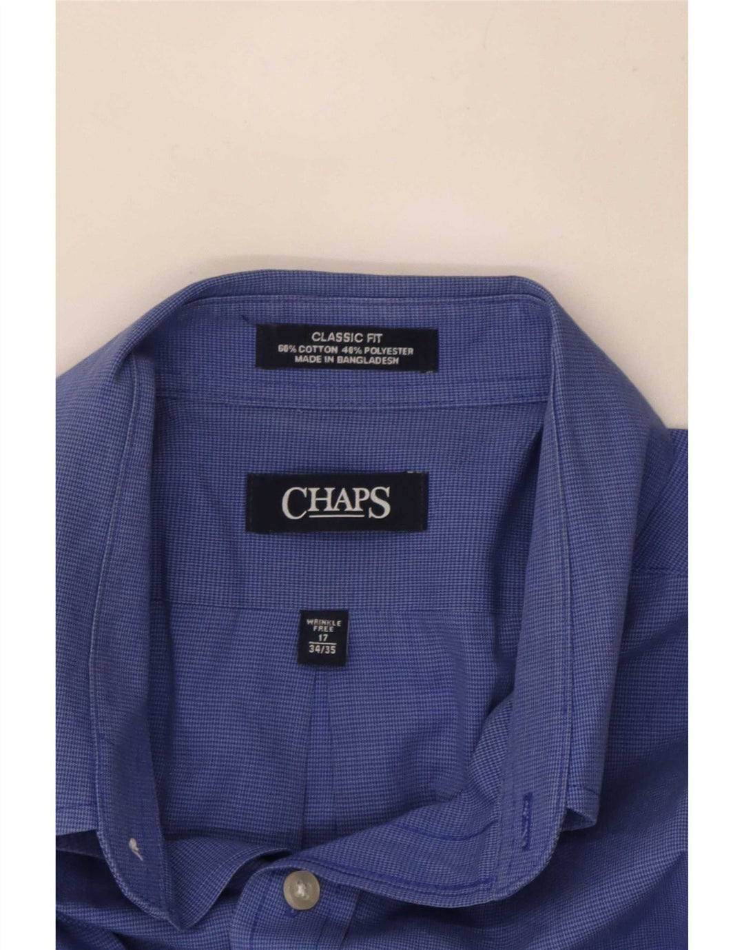 Chaps Mens Classic Fit Shirt Size 17 XL Blue Houndstooth Cotton