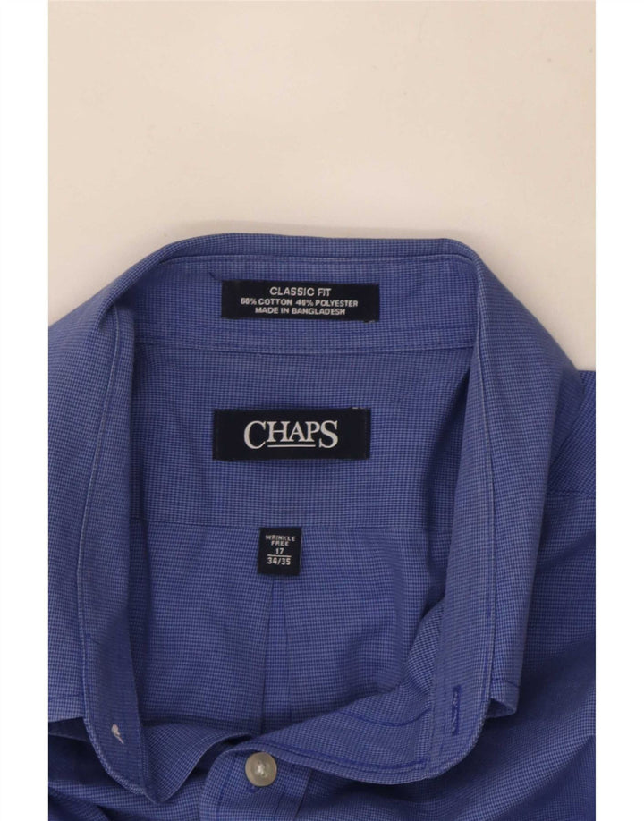 Chaps Mens Classic Fit Shirt Size 17 XL Blue Houndstooth Cotton