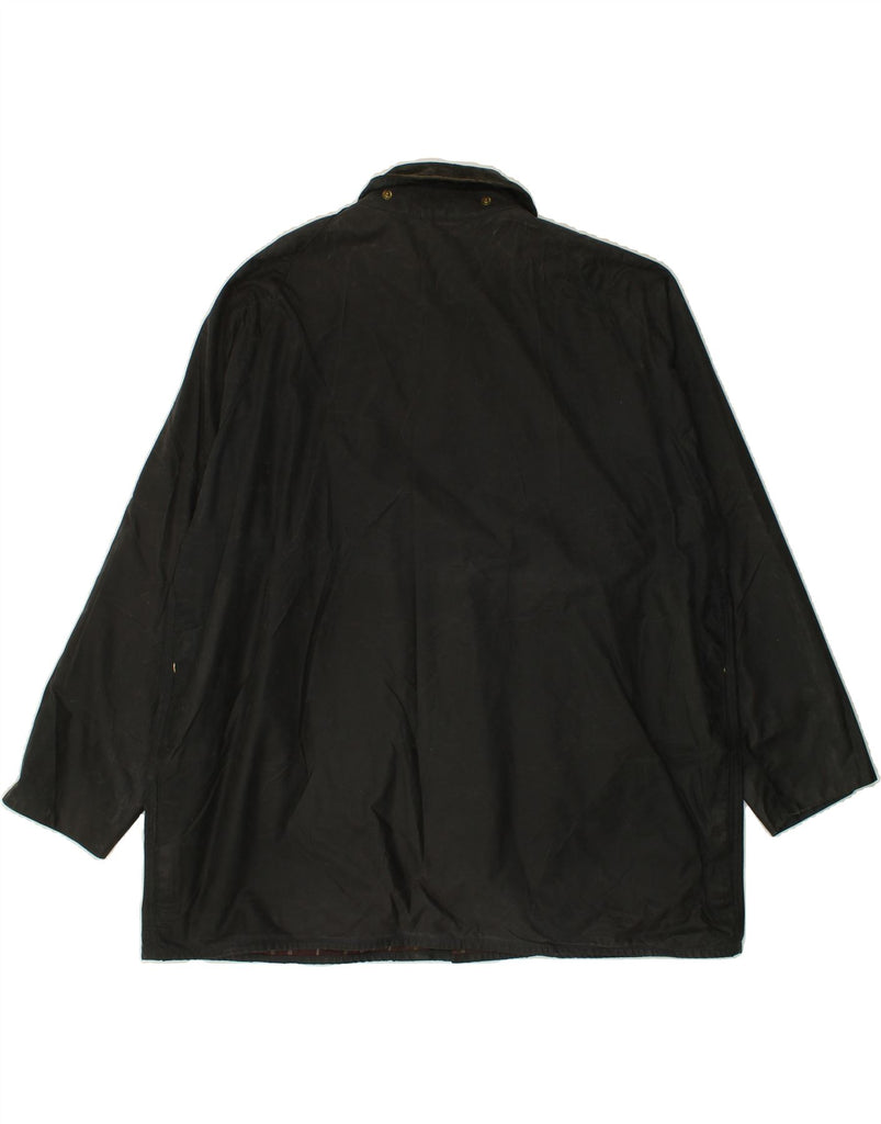 BARBOUR Mens Waxed Cotton Jacket EU 50 Large Black Cotton Vintage Barbour and Second-Hand Barbour from Messina Hembry 