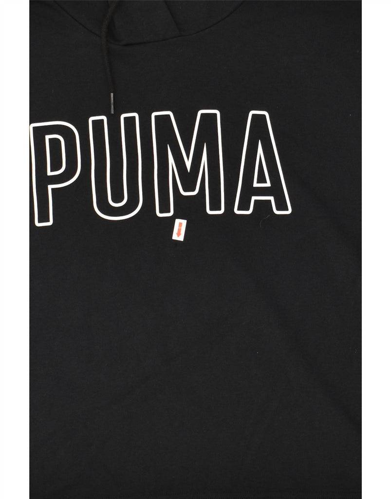 PUMA Womens Oversized Crop Graphic Hoodie Jumper UK 14 Large  Black | Vintage Puma | Thrift | Second-Hand Puma | Used Clothing | Messina Hembry 