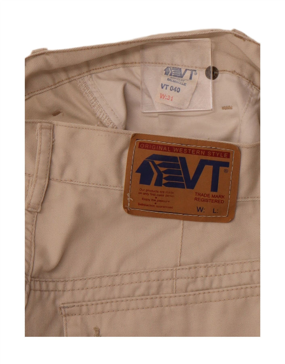 VINTAGE Mens High Waist Cargo Shorts W31 Medium Beige Cotton