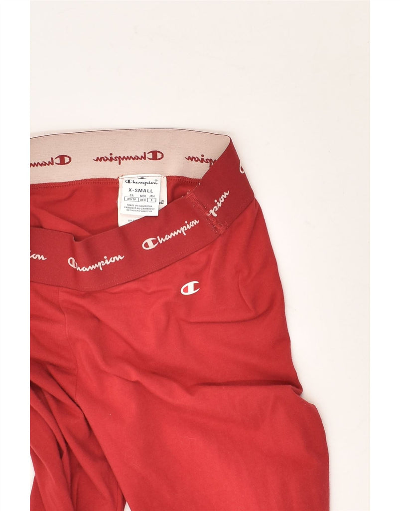 CHAMPION Womens Graphic Leggings UK 6 XS Red Cotton | Vintage Champion | Thrift | Second-Hand Champion | Used Clothing | Messina Hembry 