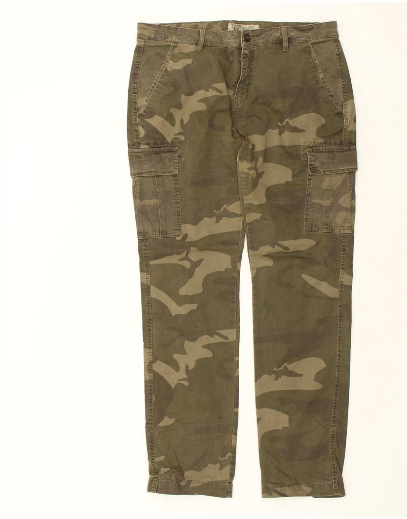 OVS Mens Slim Cargo Trousers IT 54 2XL W38 L34 Khaki Camouflage Cotton | Vintage OVS | Thrift | Second-Hand OVS | Used Clothing | Messina Hembry 