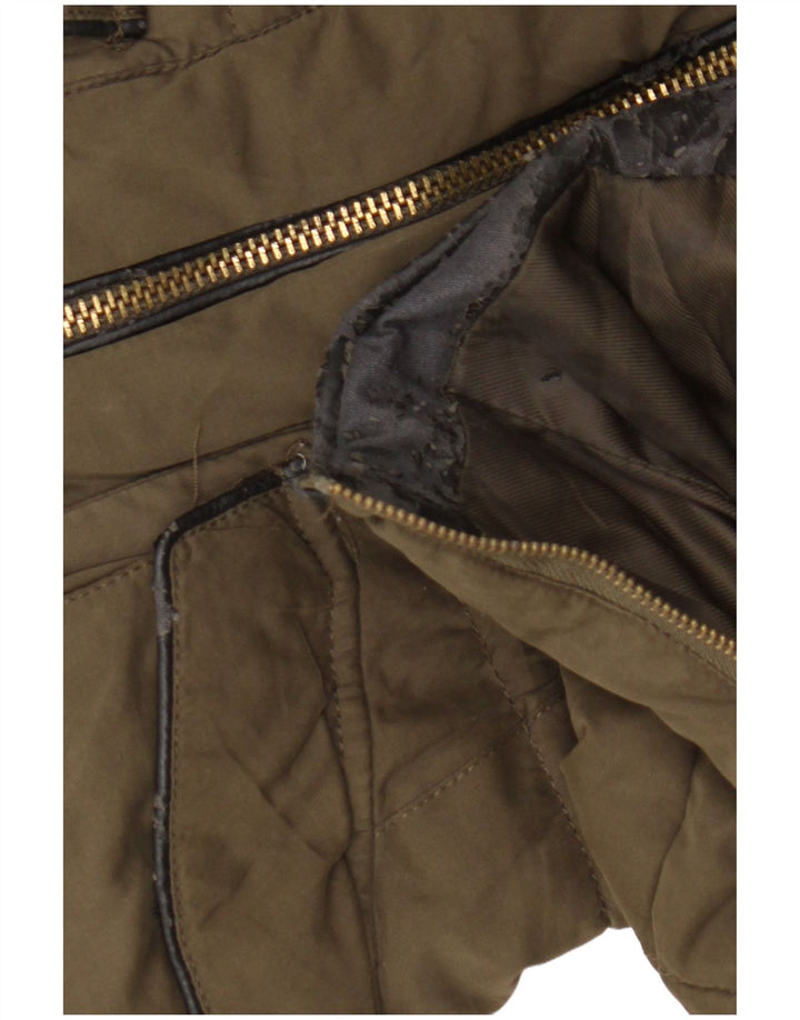 Zara Womens Padded Jacket UK 6 XS Khaki