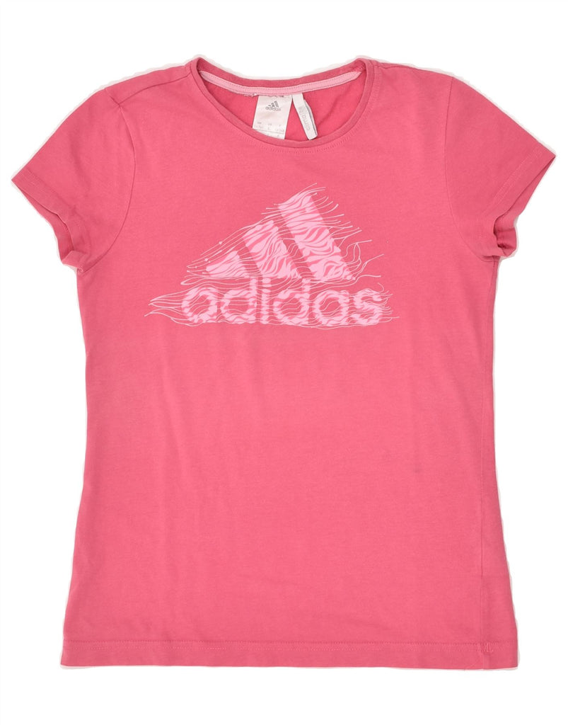 ADIDAS Girls Climalite Graphic T-Shirt Top 13-14 Years Pink Cotton | Vintage Adidas | Thrift | Second-Hand Adidas | Used Clothing | Messina Hembry 