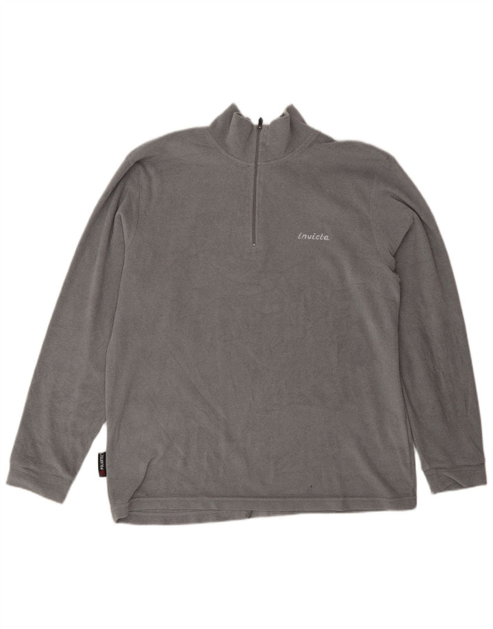 Invicta Mens Zip Neck Fleece Jumper Large Grey Polyester