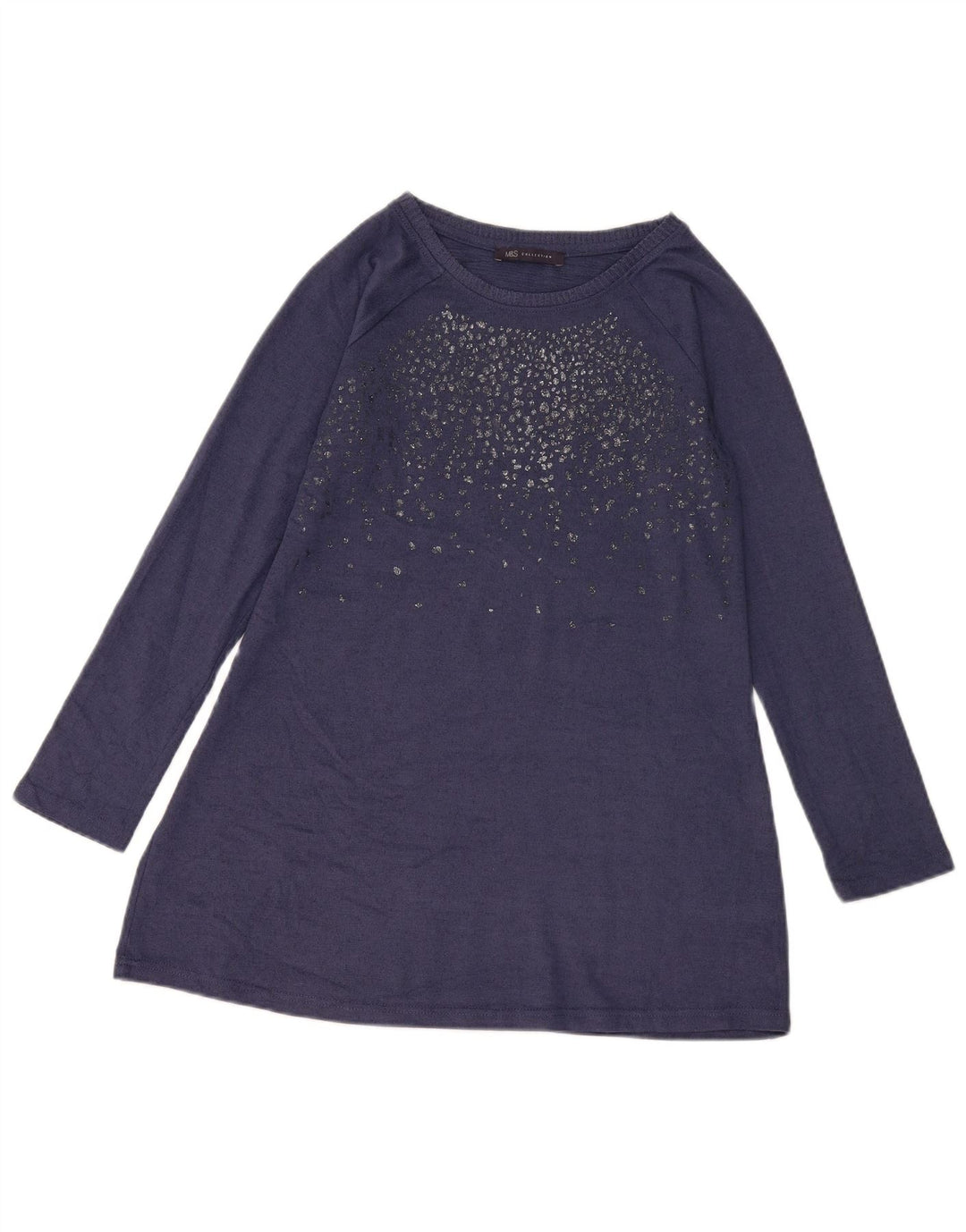 Marks & Spencer Womens Long Sleeve Tunic Top UK 10 Small Navy Blue
