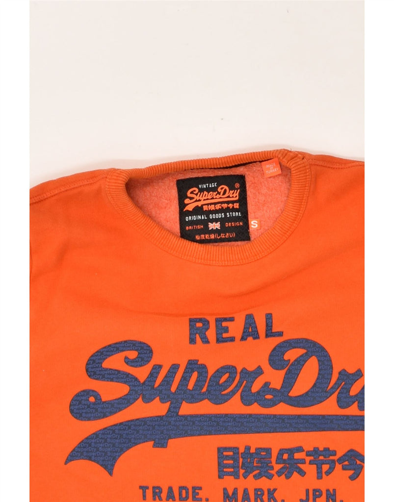 SUPERDRY Mens Real Graphic Sweatshirt Jumper Small Orange Cotton | Vintage Superdry | Thrift | Second-Hand Superdry | Used Clothing | Messina Hembry 