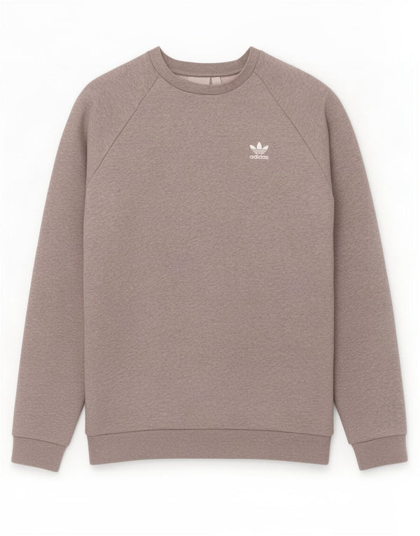 Adidas Mens Sweatshirt Jumper Medium Grey Flecked Cotton