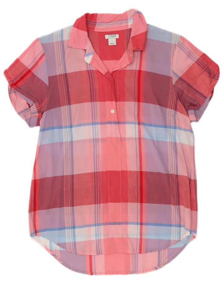 J. CREW Womens Short Sleeve Pullover Shirt UK 10 Small Red Check Cotton
