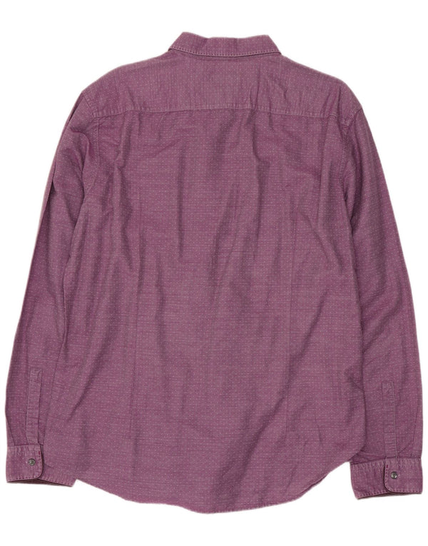 Hugo Boss Mens Slim Fit Shirt XL Purple Spotted Cotton