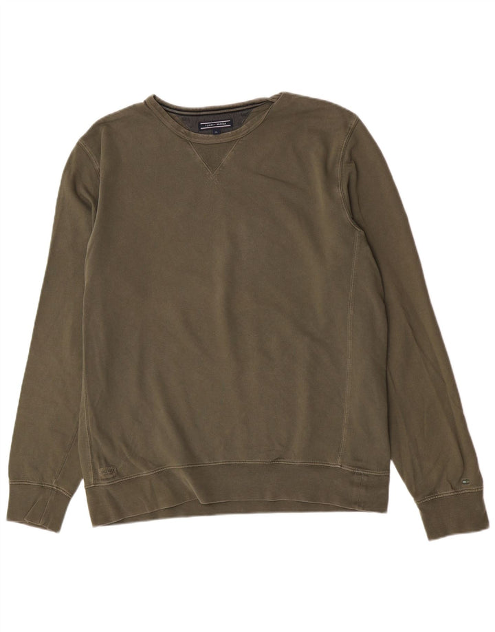 Tommy Hilfiger Mens Sweatshirt Jumper XL Khaki Cotton