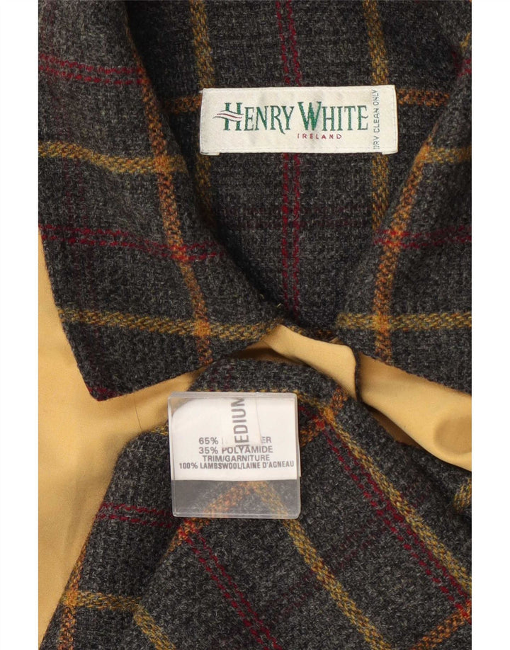 Henry White Womens Overcoat UK 14 Medium Yellow Check Polyester