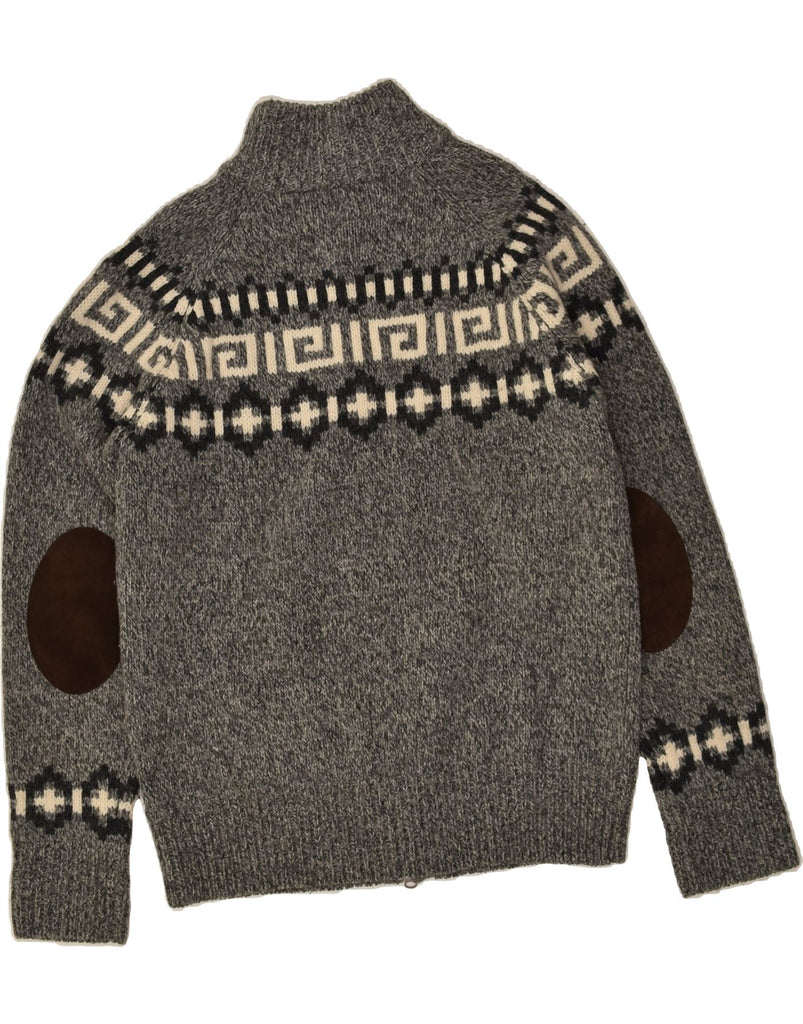 GANT Mens Cardigan Sweater XL Grey Fair Isle Wool | Vintage Gant | Thrift | Second-Hand Gant | Used Clothing | Messina Hembry 