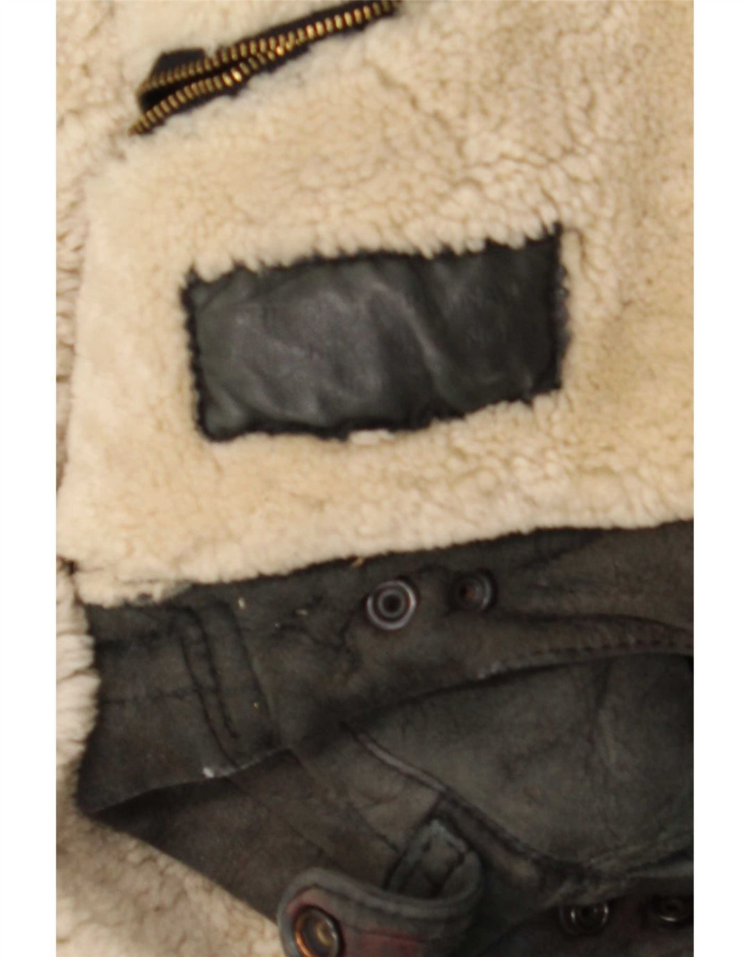 Vintage Mens Shearling Jacket IT 50 Large Black