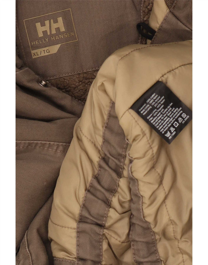 Helly Hansen Mens Hooded Parka Jacket UK 42 XL Brown Cotton